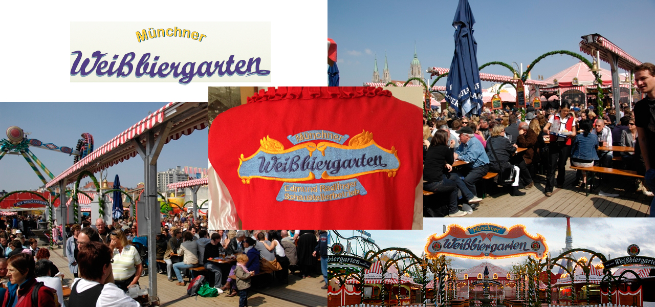 Münchner Weißbiergarten auf dem Oktoberfest